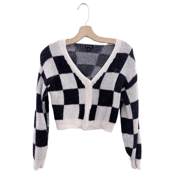 Art Class Checkered Kids Girls Fuzzy Sweater Checkers Colorblocked - Picture 1 of 5